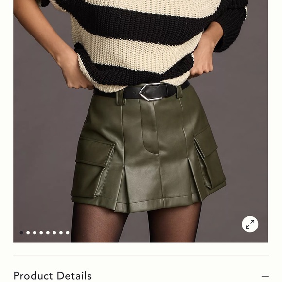 Avec Les Filles Olive Leather Skort